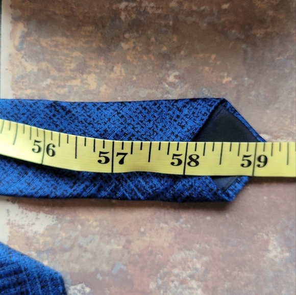 Lanvin silk neck tie blue geometric print - Picture 6 of 8